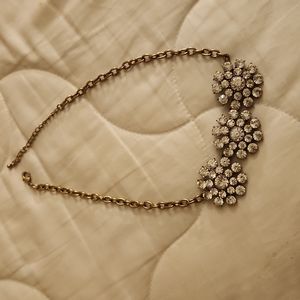 Rhinestone flower necklace with gold chain